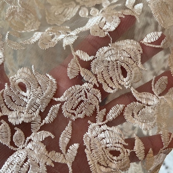 LULUS Jacqueline Champagne Floral Embroidered Backless Midi Dress SIZE SMALL - Picture 7 of 12